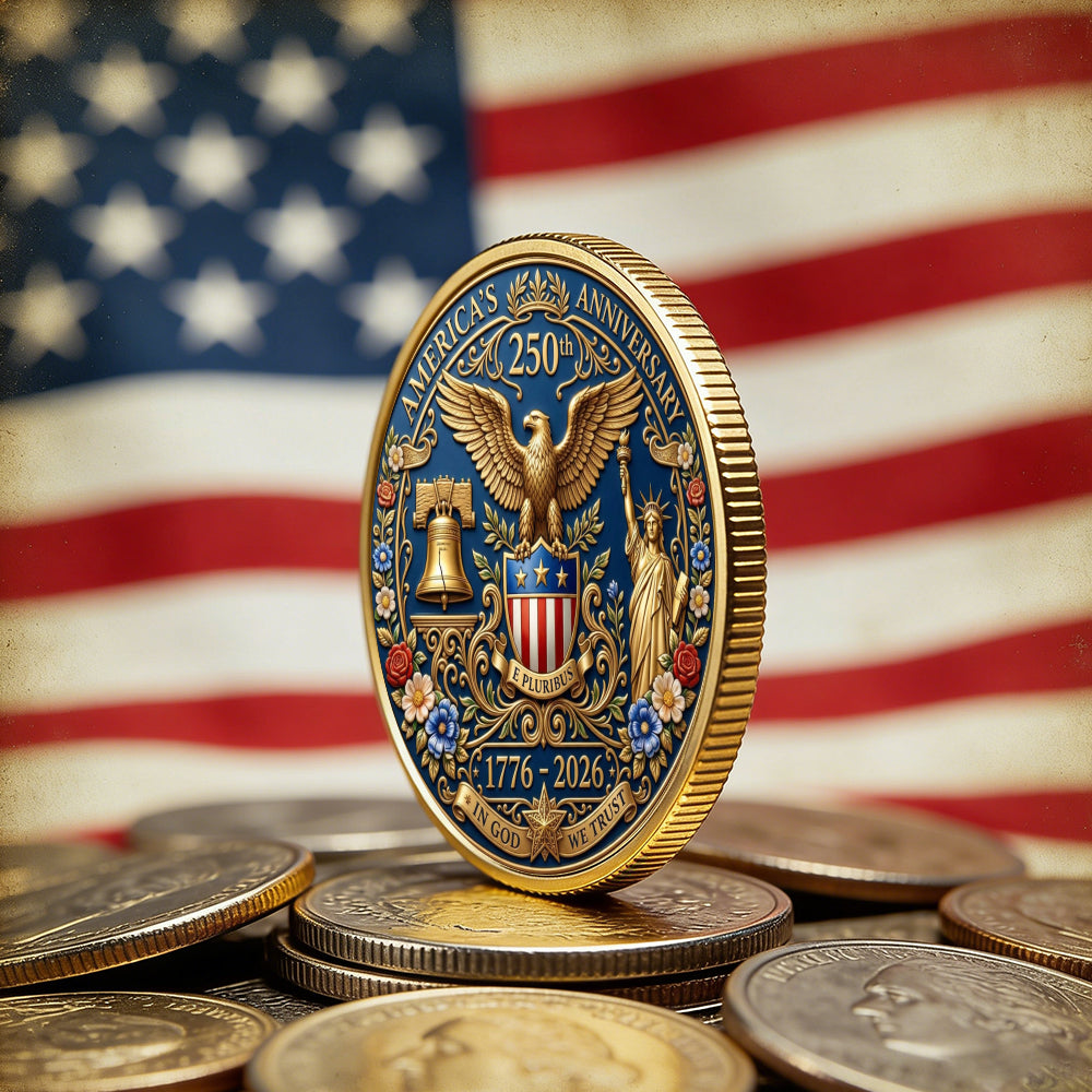 250 Years In God We Trust Coin, Semiquincentennial America Gift, Patriotic Christian Collectible Coin