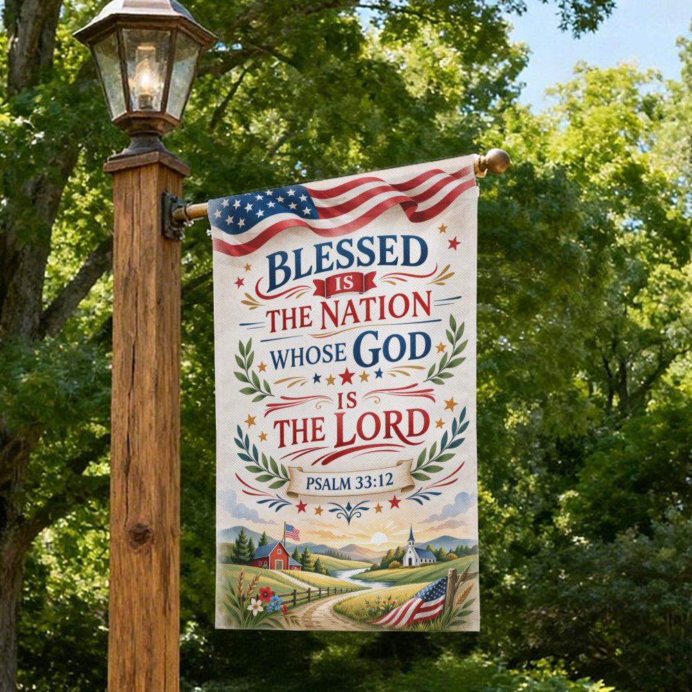 Blessed Is The Nation Whose God Is Lord Garden Flag
