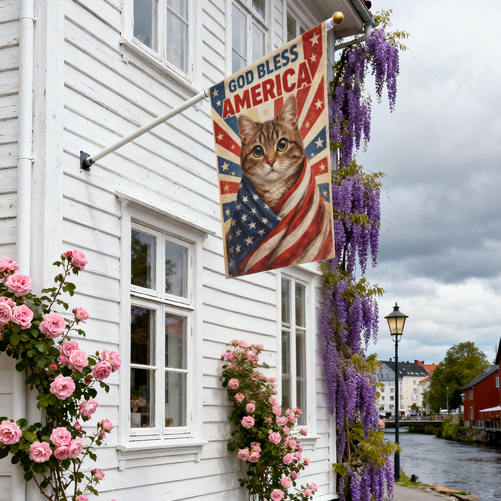 God Bless America Garden Flag, Funny Patriotic Flag, Funny Cat Decor