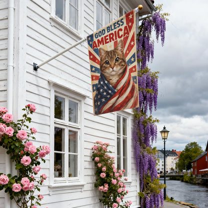 God Bless America Garden Flag, Funny Patriotic Flag, Funny Cat Decor