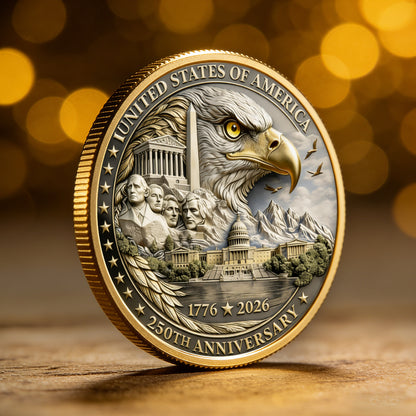 250th Year Anniversary Coin, Semiquincentennial 1776-2026 America Gift, Patriotic Collectible Coin