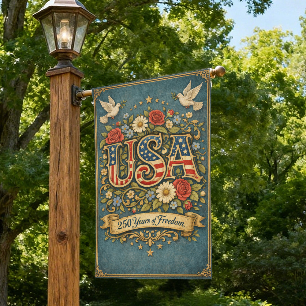 Retro America 250th Anniversary Patriotic Garden Flag