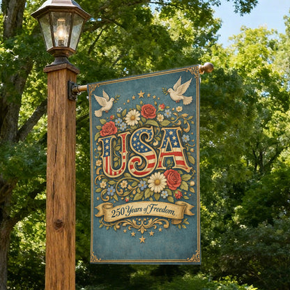 Retro America 250th Anniversary Patriotic Garden Flag