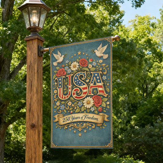 Retro America 250th Anniversary Patriotic Garden Flag
