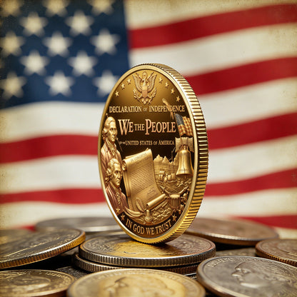 USA Declaration Commemorative Coin, Semiquincentennial 1776-2026 America Gift, Patriotic Collectible Coin