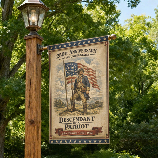 Vintage Descendant of a Patriot 250th Anniversary Memorial Garden Flag
