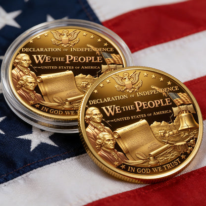 USA Declaration Commemorative Coin, Semiquincentennial 1776-2026 America Gift, Patriotic Collectible Coin