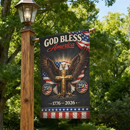 God Bless America 250 Patriotic Christian Garden Flag