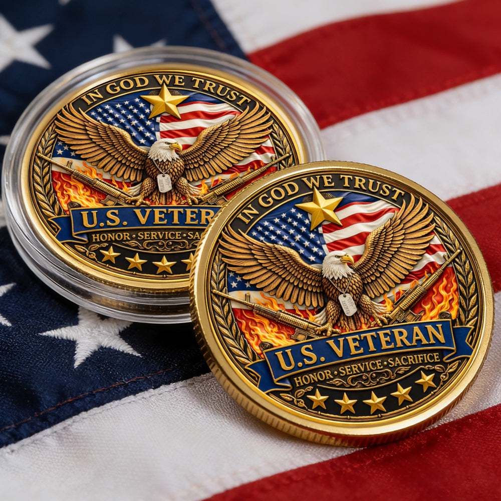 U.S. Veteran Commemorative Coin, 250 Years Freedom Battlefield Cross, 250 Years Anniversary Keepsake
