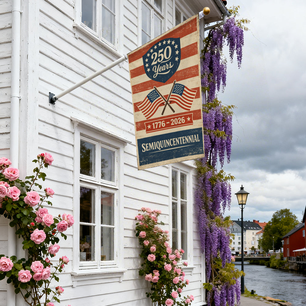 Vintage Style America’s 250th Anniversary Flag - Patriotic Retro Porch Decor