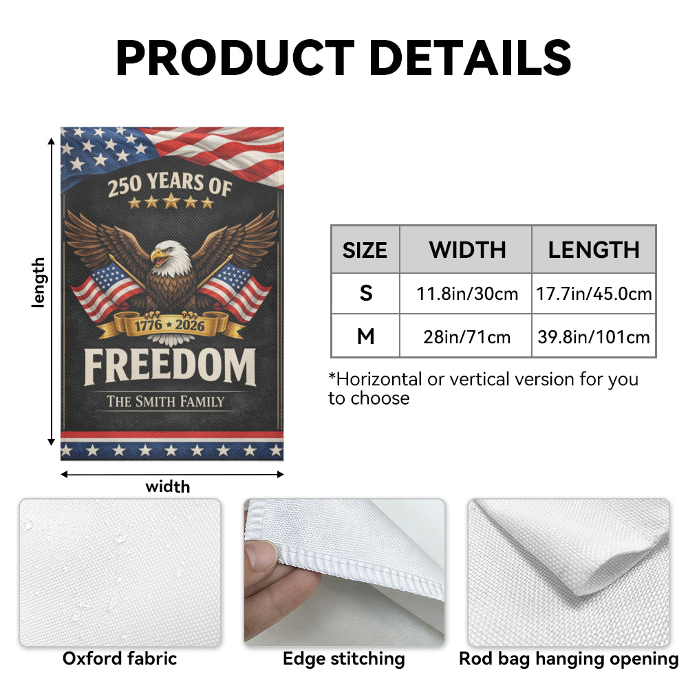 Personalized Patriotic Eagle Freedom 250 Years Garden Flag Decor