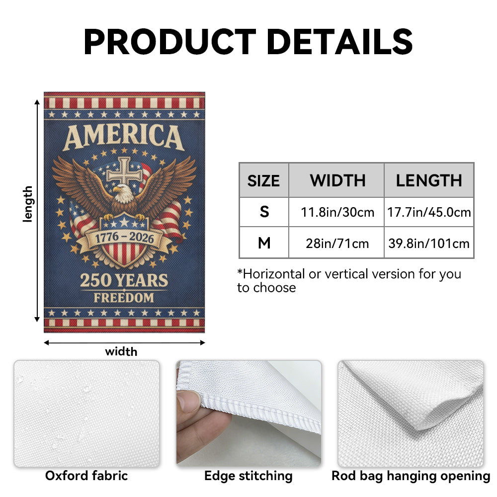 America 250 Years Freedom Eagle Christian Garden Flag