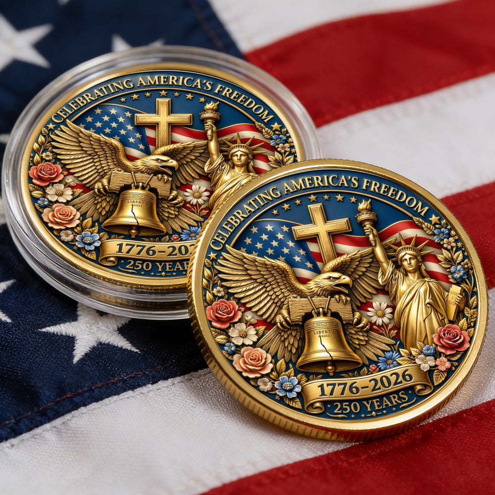 250 Years Celebration Coin, Semiquincentennial America Gift, Patriotic Collectible Coin