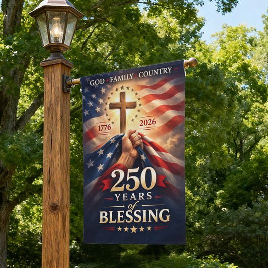 Patriot 250th Year Anniversary Garden Flag, God Bless America Decor
