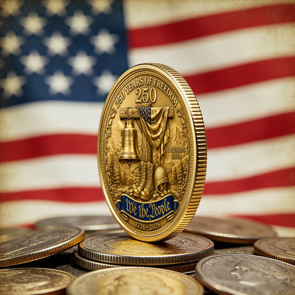 250 Years of Freedom Anniversary Commemorative Coin, America Merchandise 250th Year Collectible, Patriotic Collectible Coin