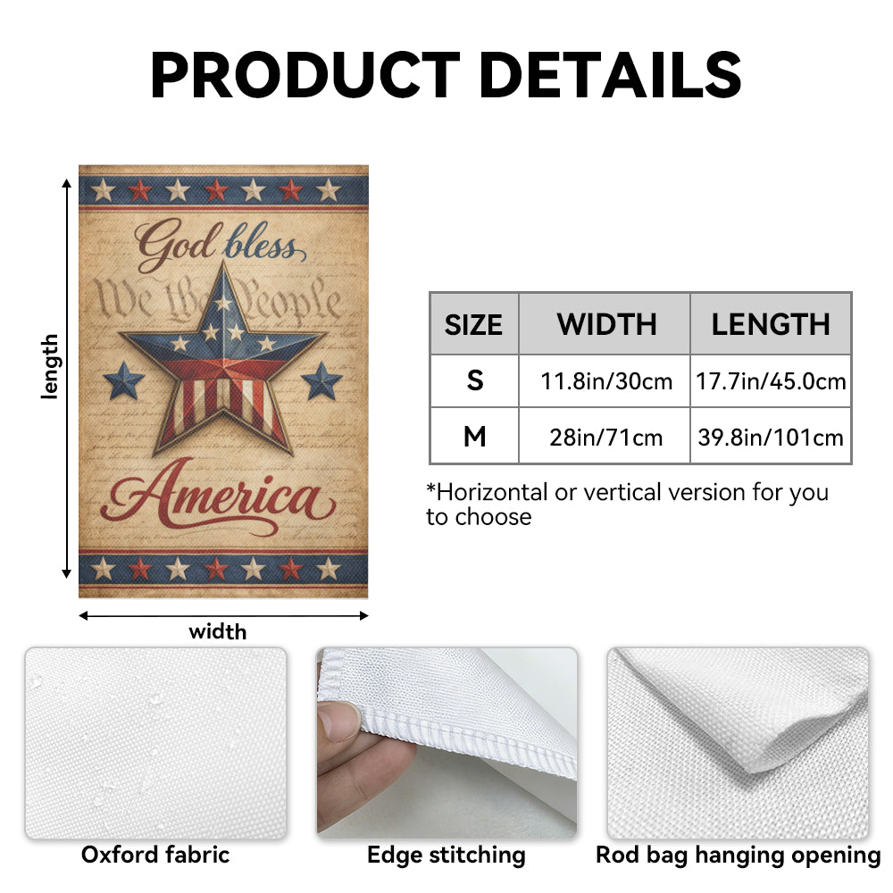 God Bless America Patriotic Farmhouse Style Garden Flag