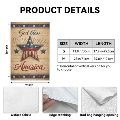 God Bless America Patriotic Farmhouse Style Garden Flag