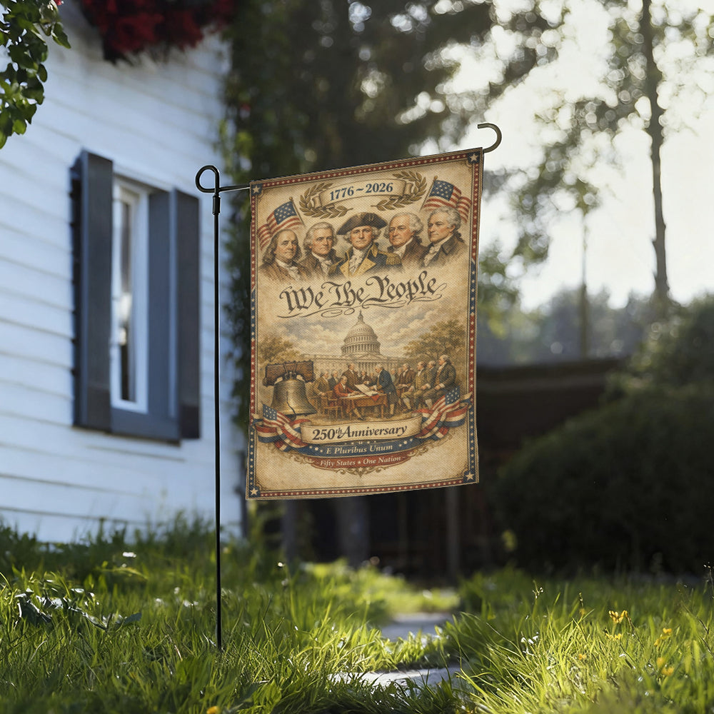 Vintage We The People 1776-2026 Patriotic Outdoor Garden Flag