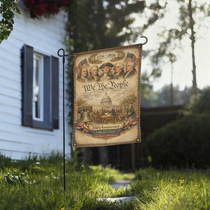 Vintage We The People 1776-2026 Patriotic Outdoor Garden Flag
