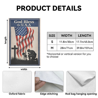 Patriotic Veteran Memorial God Bless the USA Garden Flag