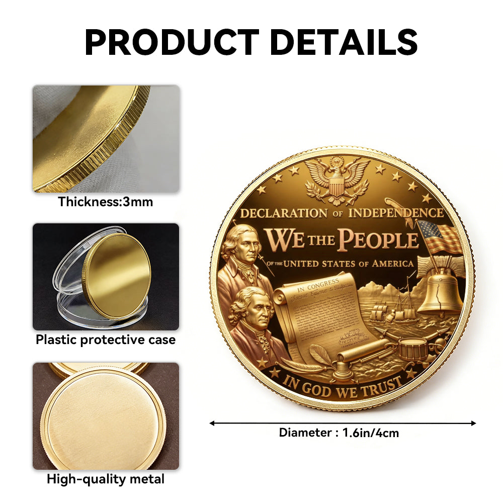 USA Declaration Commemorative Coin, Semiquincentennial 1776-2026 America Gift, Patriotic Collectible Coin
