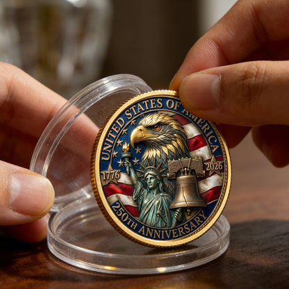 250 Years Celebration Coin, 1776 - 2026 Semiquincentennial Gift, Patriotic Collectible