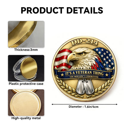 USA Veteran Thing Coin, Semiquincentennial 1776-2026 America Gift, Patriotic Collectible Coin
