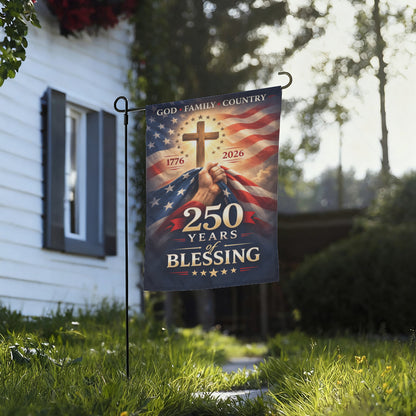 Patriot 250th Year Anniversary Garden Flag, God Bless America Decor
