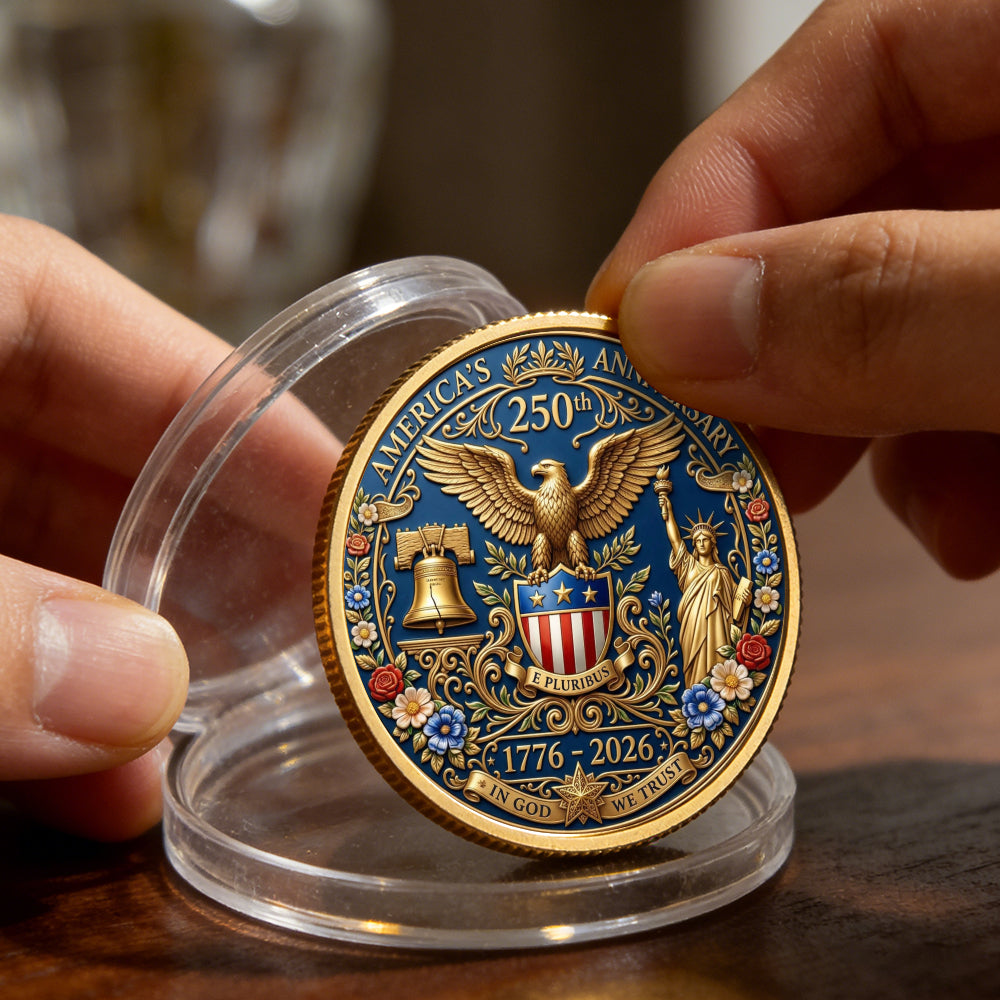 250 Years In God We Trust Coin, Semiquincentennial America Gift, Patriotic Christian Collectible Coin