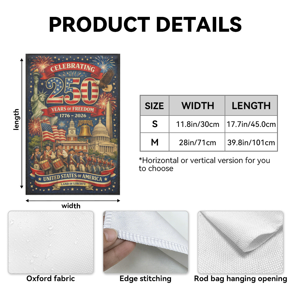 Celebrating 250 Years of Freedom Flag - USA Landmarks Decor