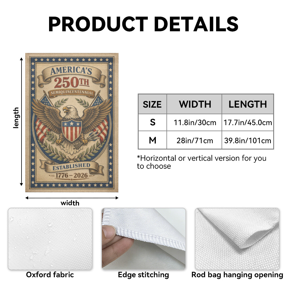 Vintage America's 250th Anniversary Patriotic Eagle Outdoor Garden Flag