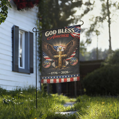God Bless America 250 Patriotic Christian Garden Flag