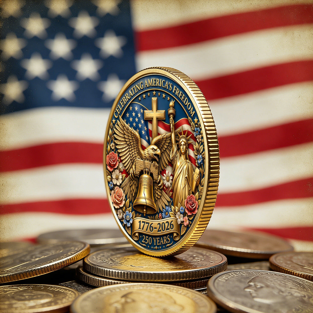 250 Years Celebration Coin, Semiquincentennial America Gift, Patriotic Collectible Coin