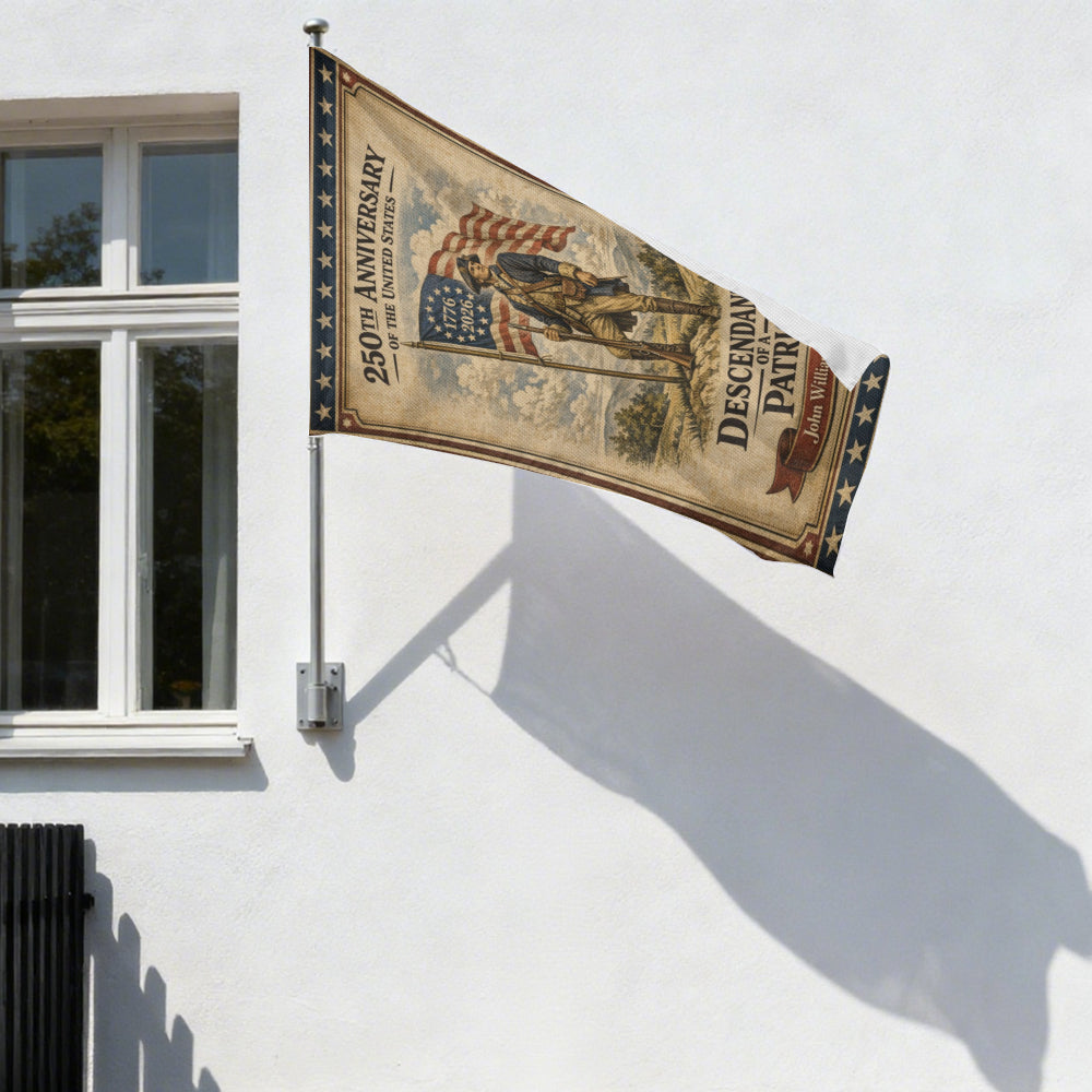 Vintage Descendant of a Patriot 250th Anniversary Memorial Garden Flag