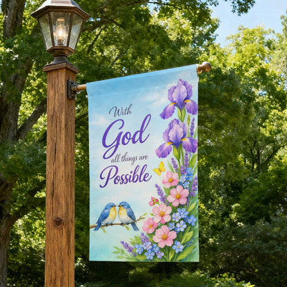 With God All Things Are Possible Garden Flag
