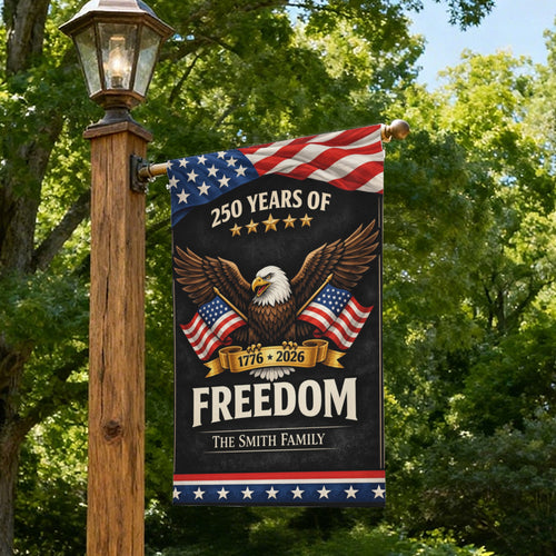 Personalized Patriotic Eagle Freedom 250 Years Garden Flag Decor