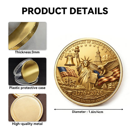 USA 250 Years Coin, Semiquincentennial America Gift, Patriotic Collectible Coin