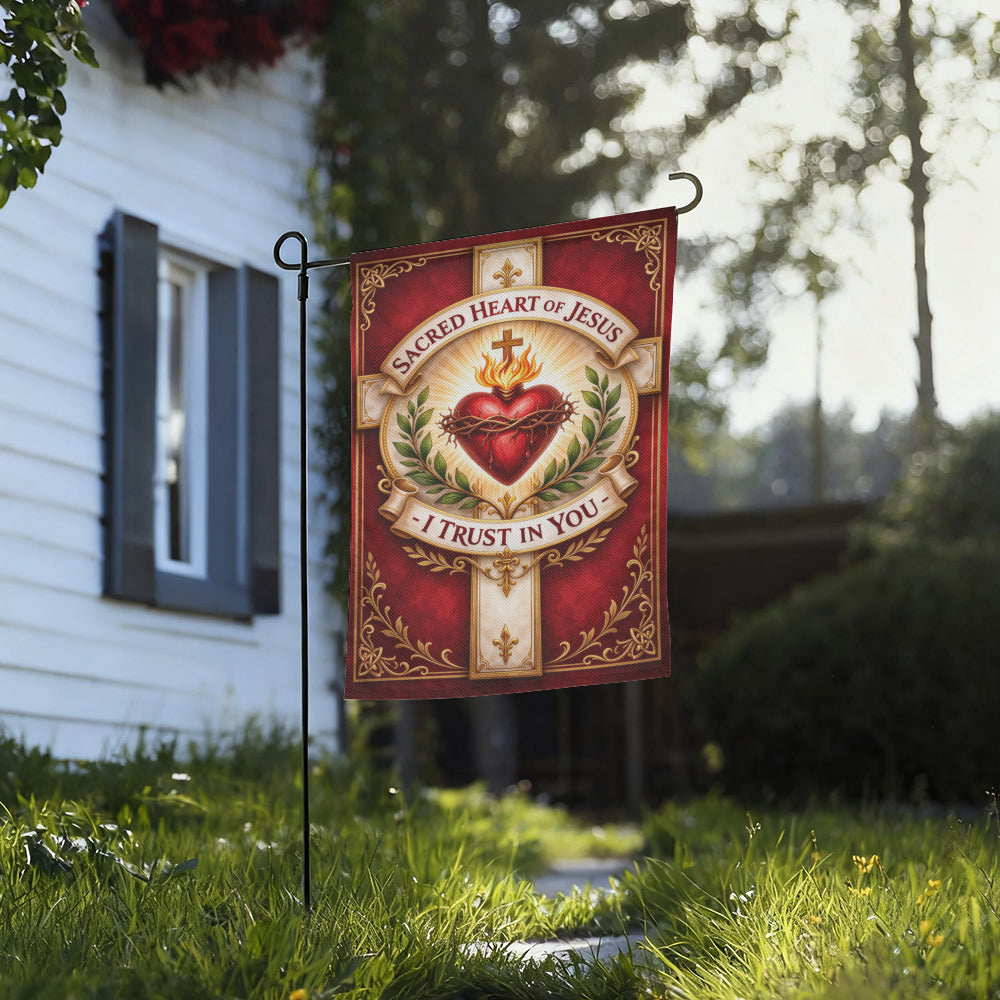 Sacred Heart of Jesus Catholic Christian Garden Flag Decor