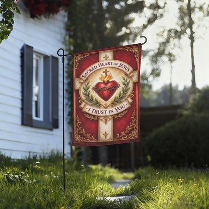 Sacred Heart of Jesus Catholic Christian Garden Flag Decor