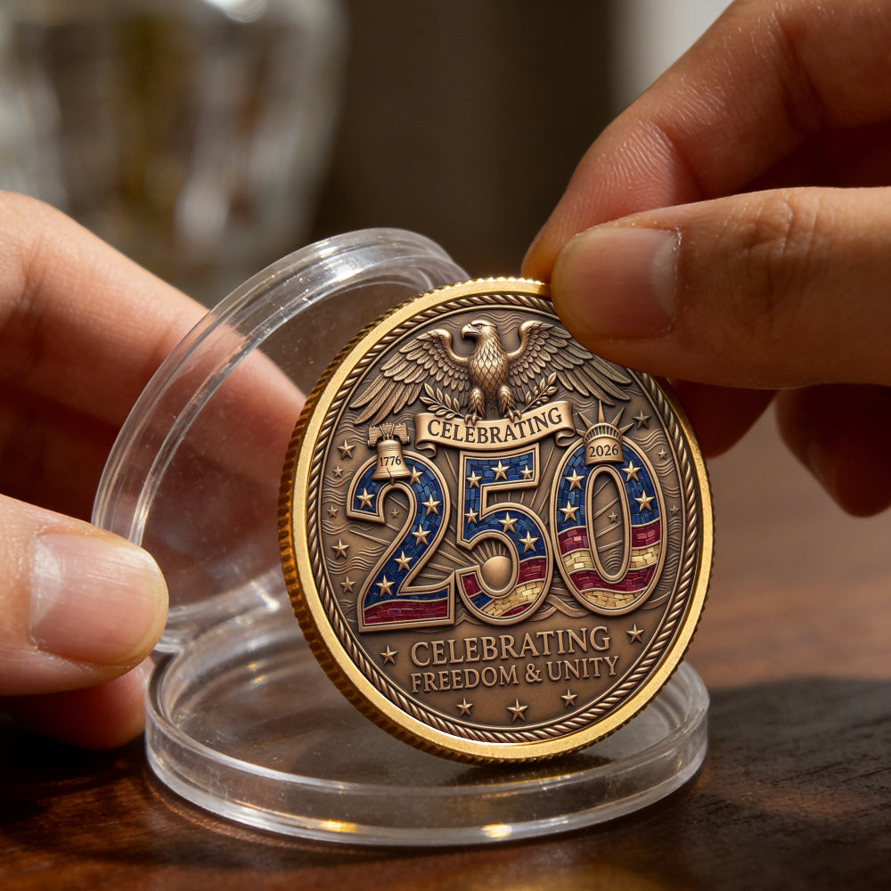 USA 250th Year Celebration Coin, Semiquincentennial 1776-2026 America Gift, Patriotic Collectible Coin