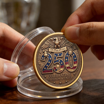 USA 250th Year Celebration Coin, Semiquincentennial 1776-2026 America Gift, Patriotic Collectible Coin