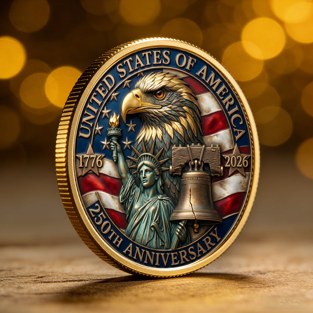 250 Years Celebration Coin, 1776 - 2026 Semiquincentennial Gift, Patriotic Collectible