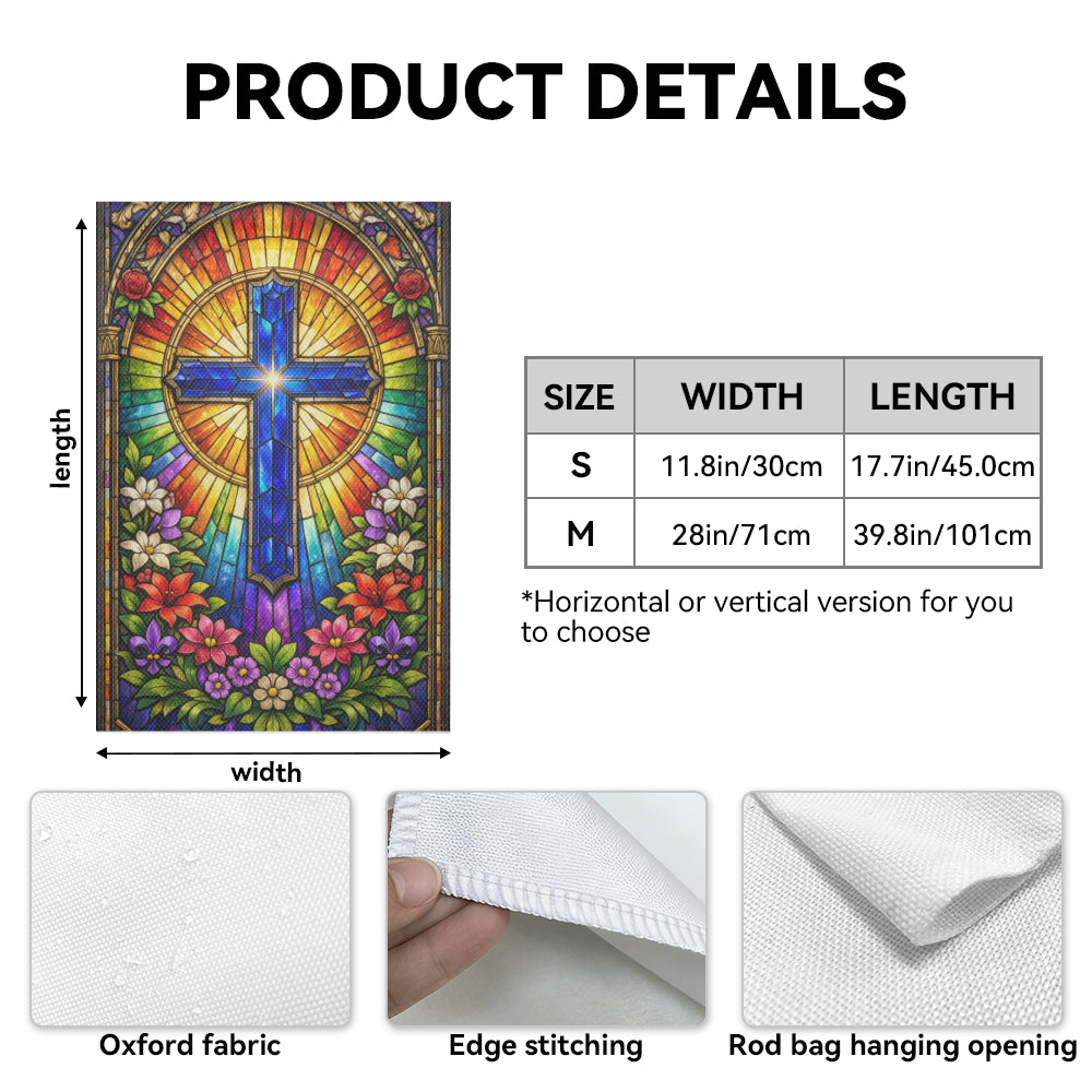 Stained Glass Church Style Christian Cross Garden Flag