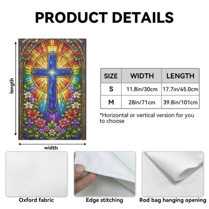 Stained Glass Church Style Christian Cross Garden Flag