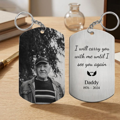 Loss Of Dad Rememberance Dogtag Keychain