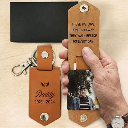 Dad Loss Leather Keychain, Rememberance Keychain