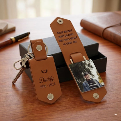 Dad Loss Leather Keychain, Rememberance Keychain