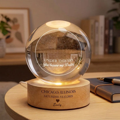 Custom Star Map Crystal Ball, Gift for New Dad