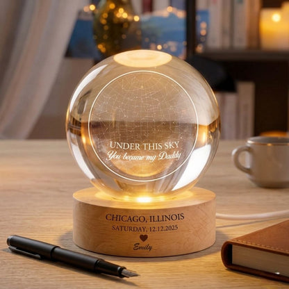 Custom Star Map Crystal Ball, Gift for New Dad