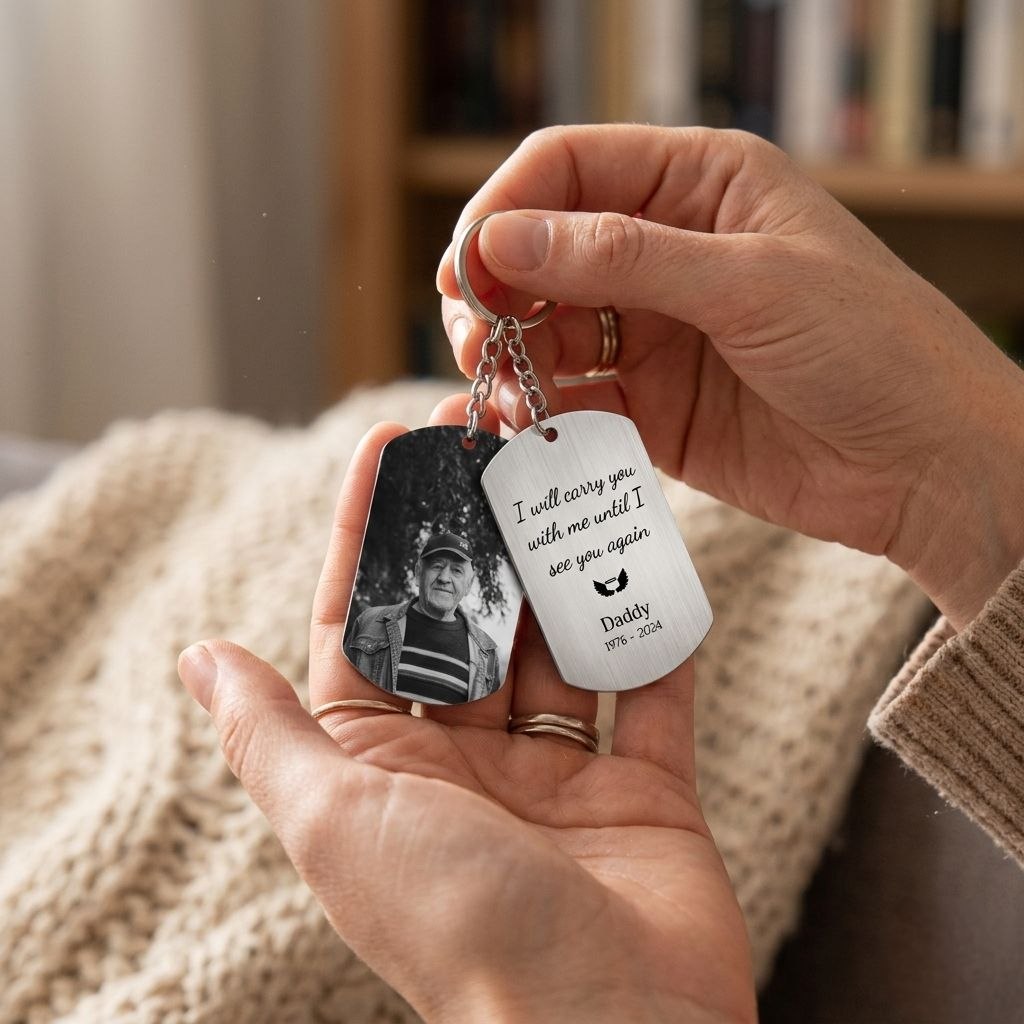 Loss Of Dad Rememberance Dogtag Keychain